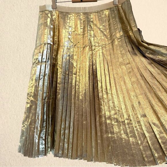 Lewit silk gold metallic pleated skirt - Picture 3 of 11